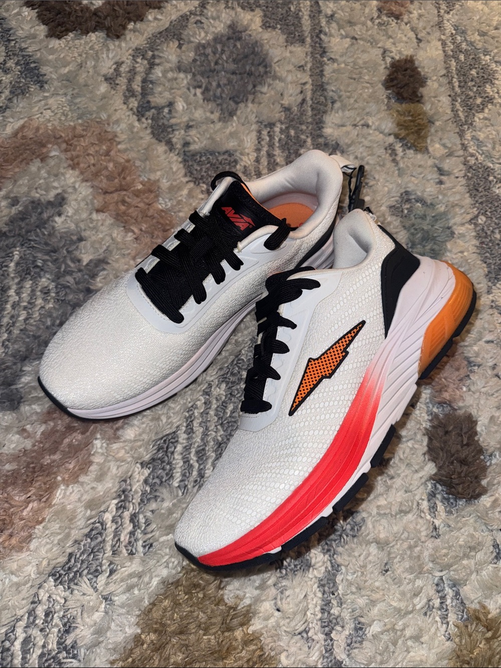 Avia White Sneakers with Black Laces and Orange Accents